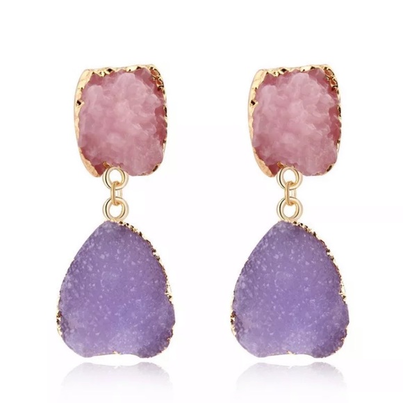 Jewelry - Natural Faux Druzy Drop Earrings